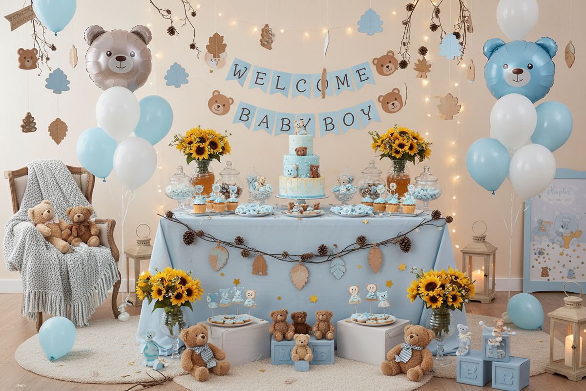 bear theme boy baby shower