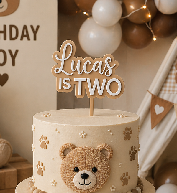 Custom Birthday Cake Topper – Personalized Name & Age Cake Decoration (Blue, Pink, Purple, Green, Tan)